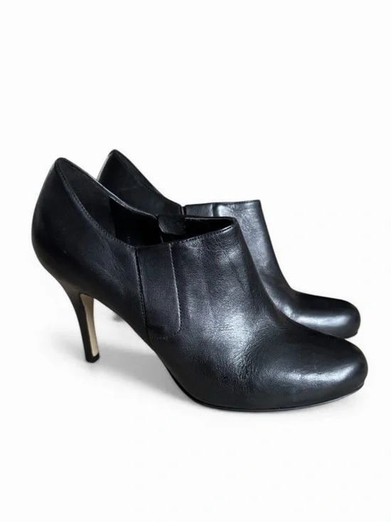 Cole Haan Leather Ankle Booties Black Almond Toe Heels Classic Office Size 8 - Picture 5 of 10